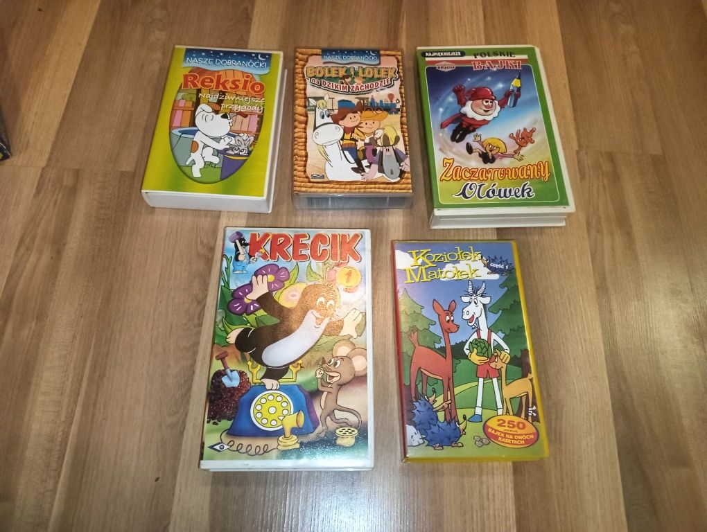Kasety VHS Bajki Reksio, Bolek i Lolek, Krecik, Koziołek matołek,
