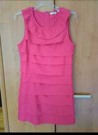 Sukienka różowa z falbankami L/XL