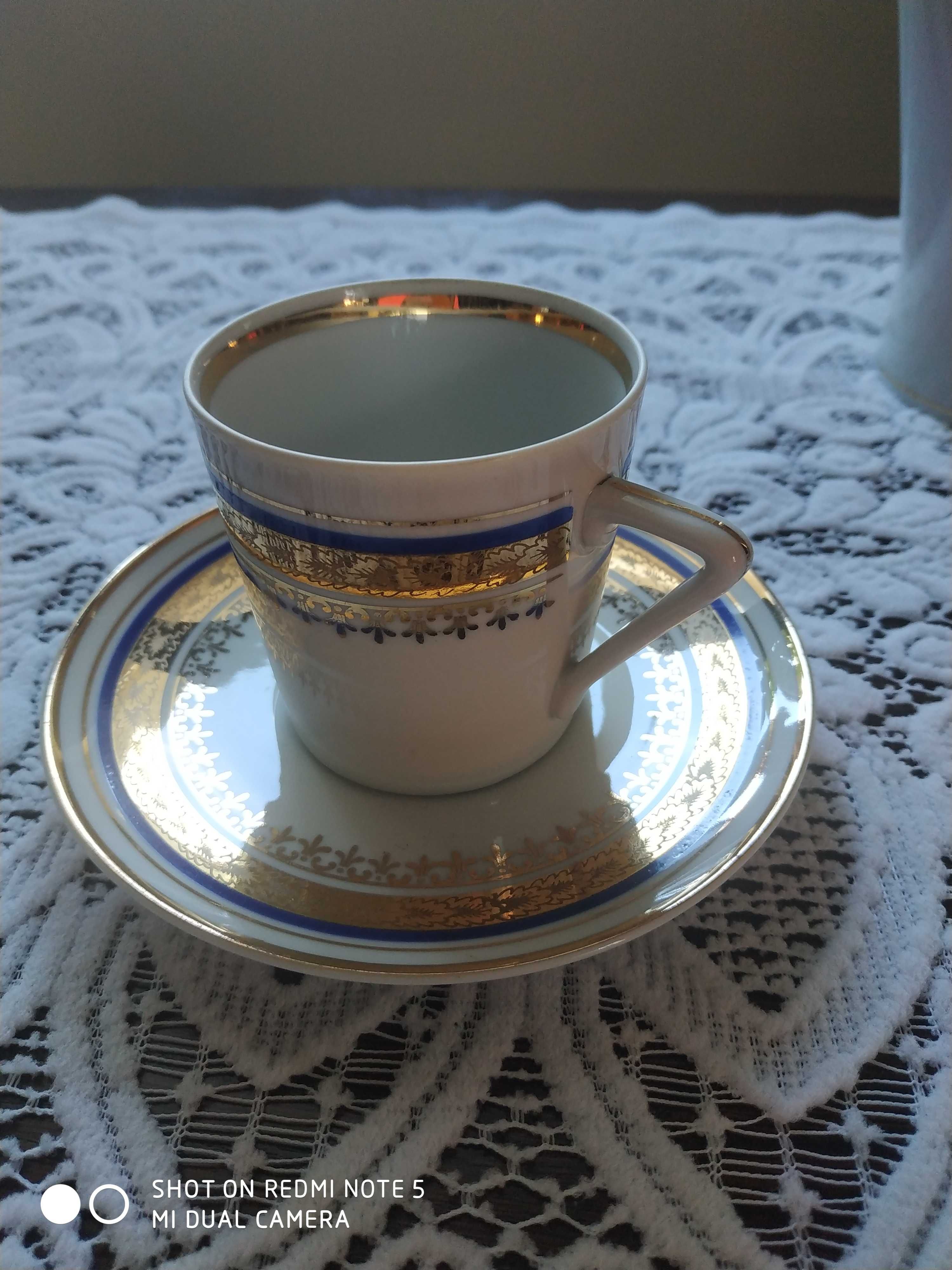 Zestaw do herbaty biało-niebiesko-złoty Wałbrzych