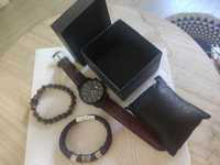 Relógio quartzo masculino com 2 pulseiras de oferta