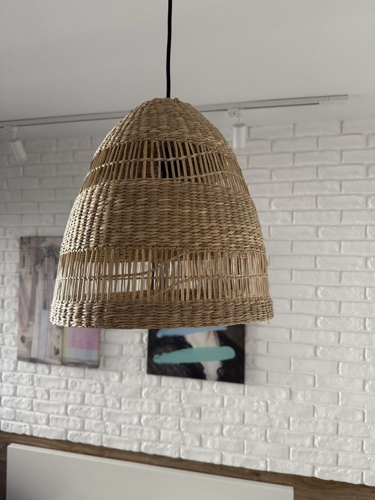 IKEA Torared klosz, abażur, 55cm boho wiklina plus kabel czarny
