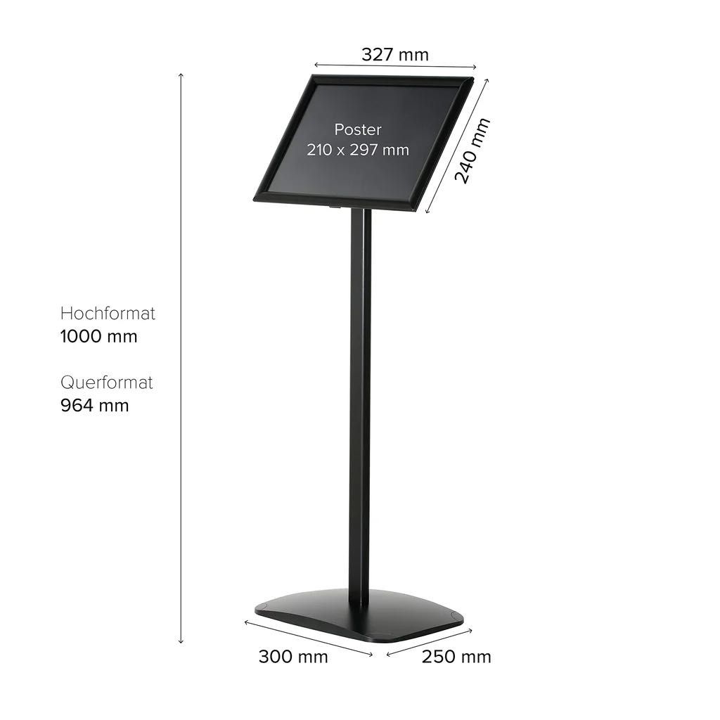 Stojak aluminiowy premium informacyjny A4 w pionie i poziomie designer