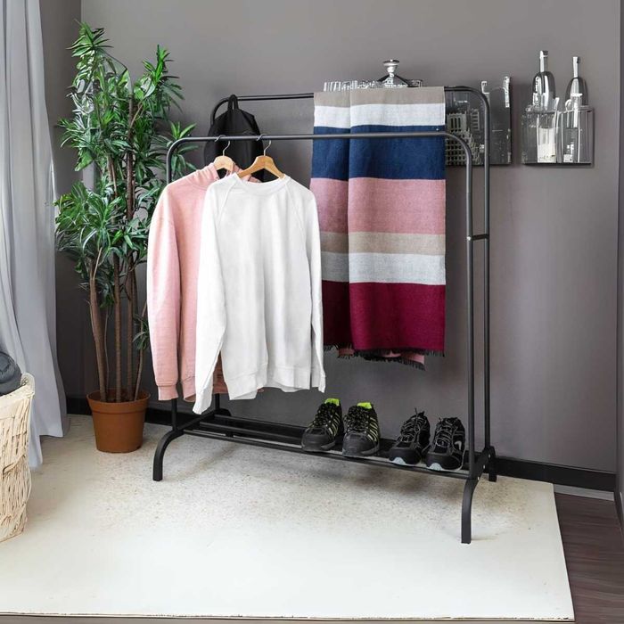 Mocny wieszak metalowy z półką na ubrania obuwie stojak NOWY!