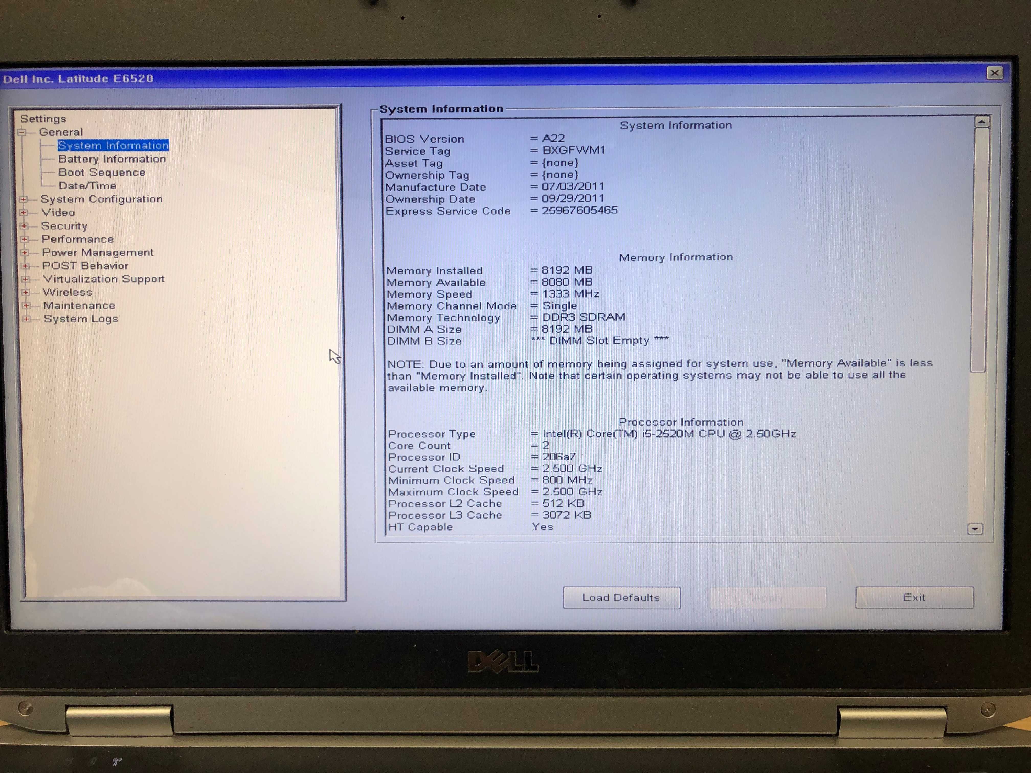 Dell Latitude E6520 i5 4GB Windows 10