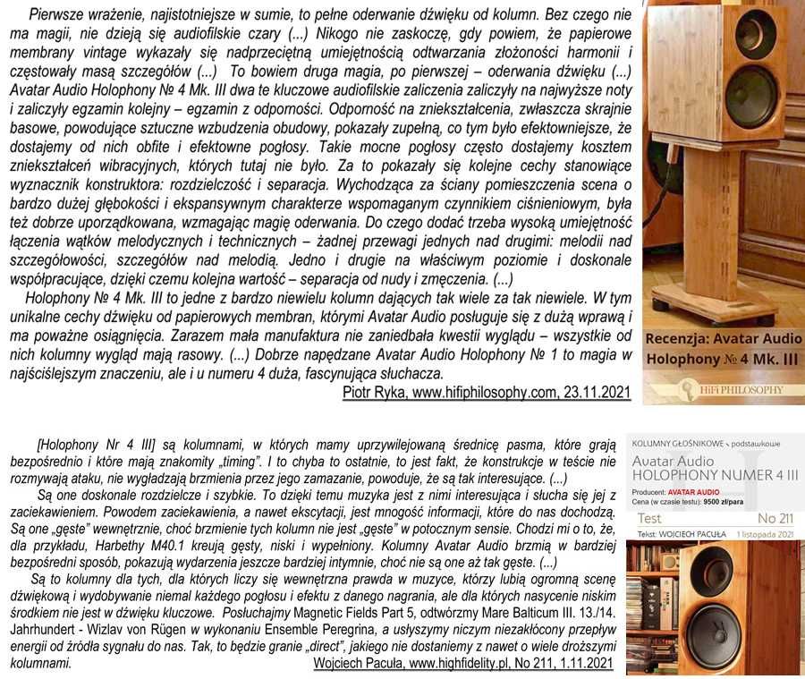 Avatar Audio HOLOPHONY Nr 4 wyprzedaż MDF -30%