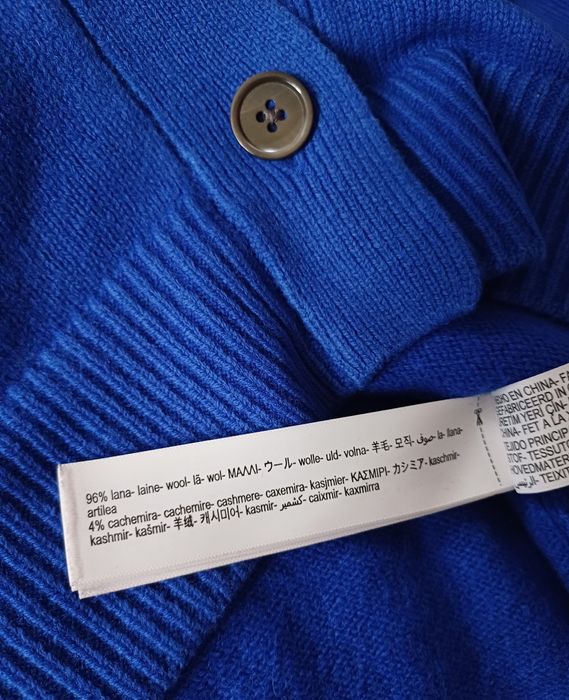 Massimo Dutti wełniany kardigan wełna kaszmir niebieski sweter guziki