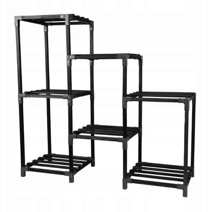 Kwietnik Stojak Drewniany na Kwiaty Doniczkowe Siedem Półek Czarny