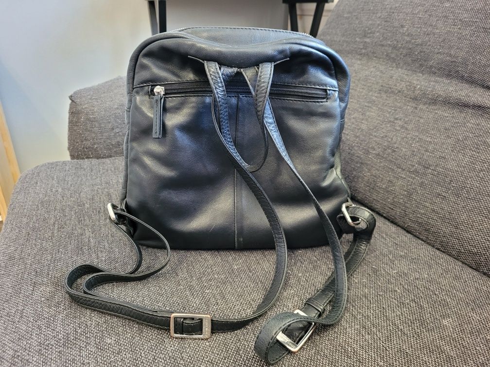 TANIO!! Skórzany damski czarny plecak Gerry Weber PIACENZA