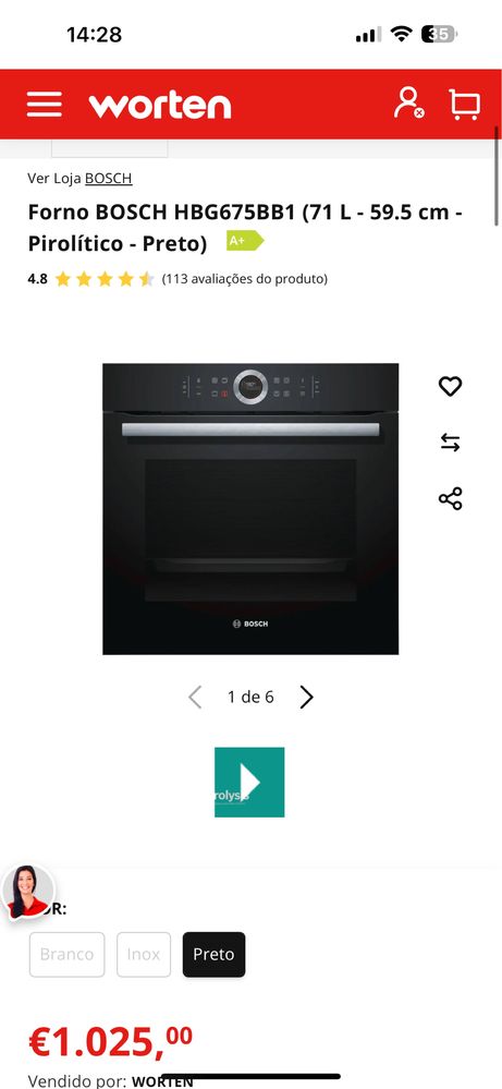 Forno BOSCH Serie 8 - HBG675BB1 (71 L - 59.5 cm - Pirolítico - Preto)