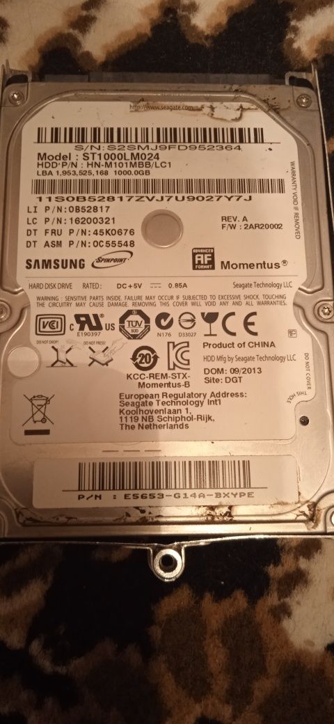 Диск для ноутбука 1 ТБ  /16 mb кеш samsung