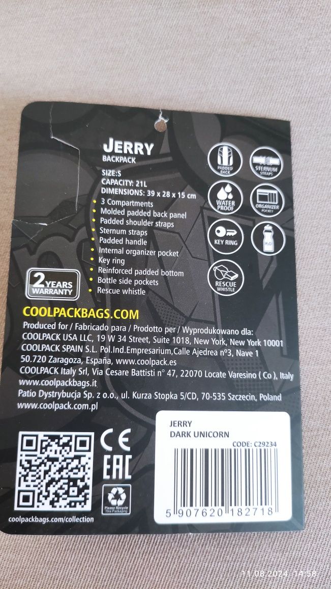 Plecak szkolny CoolPack Jerry 21L Dark Unicorn