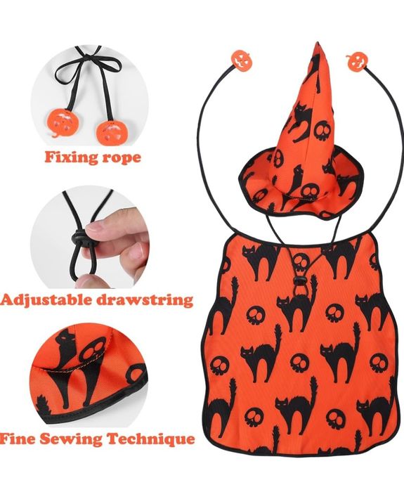 Kostiumy na Halloween dla psa - Peleryna kostiumowa z czapką