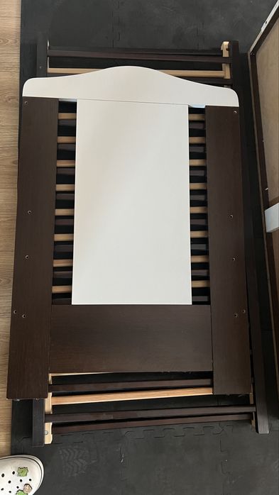 Łóżeczko dziecięce wenge/białe z szufladą