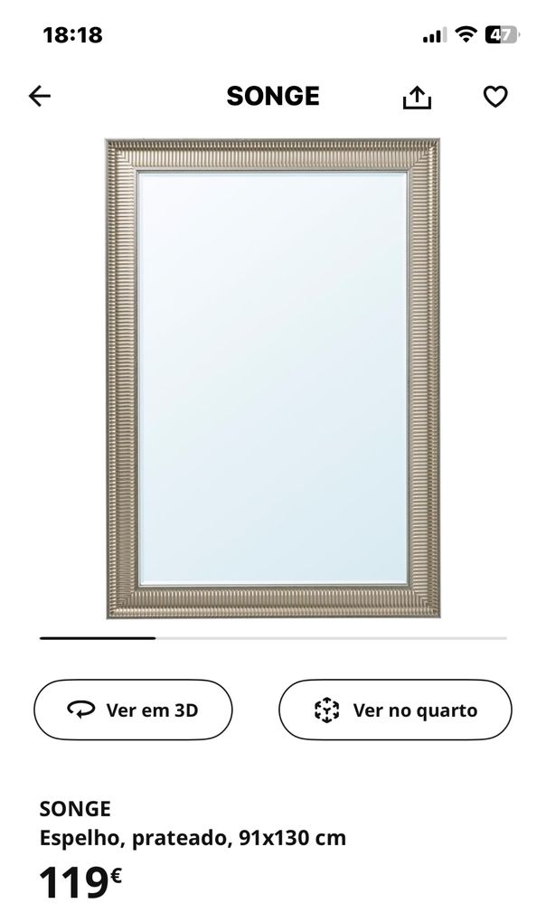 Espelho prateado ikea