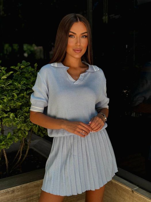 Женский костюм юбка+футболка поло трикотаж Жіночий костюм 42-44