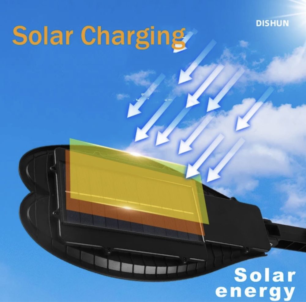 Lampa ogrodowa uliczna solarna 450 W pilot czujnik ruchu oświetlenie