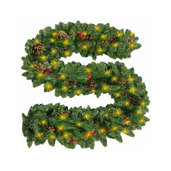 Girlanda Choinkowa Łańcuch Świąteczna 270 cm Sztuczna LED Zielona