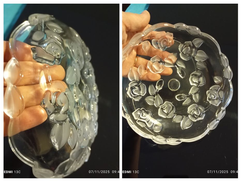 Taças de vidro com relevo