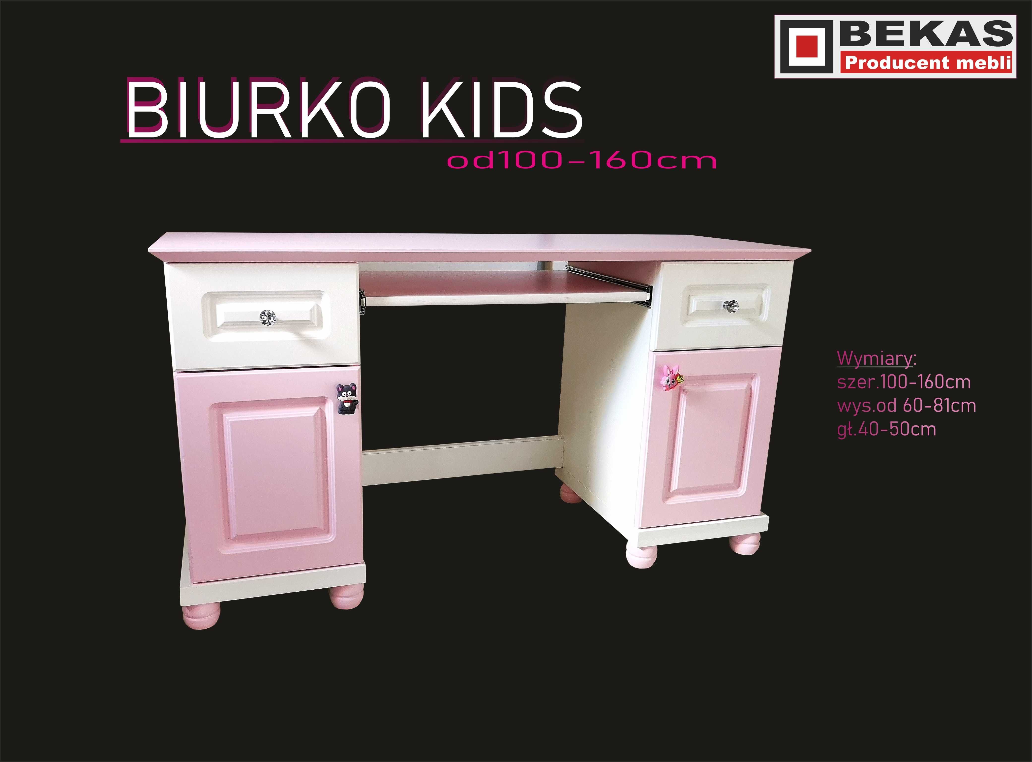 Śliczne Biurko KIDS 120 KSIĘŻNICZKI Pink White OAK Dąb BEKAS Producent