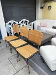 3 stabilne krzesla ratan koszyk plecionka + zelazo shabby chic