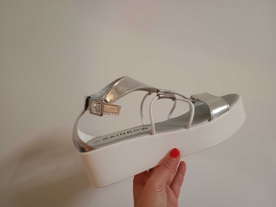 Sandały  Rainbow 38 srebrny metalik