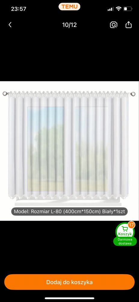 Firana biała 400x150