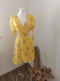 Krótka sukienka w kwiaty na lato letnia lekka cienka S 36