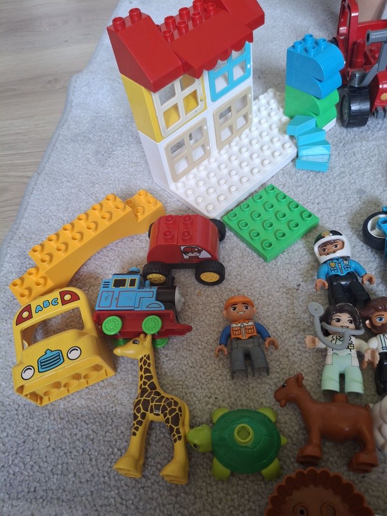 Klocki lego duplo luzem, ludziki, zwierzęta, pojazdybetc