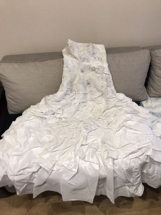Свадебное платье+фата+шубка