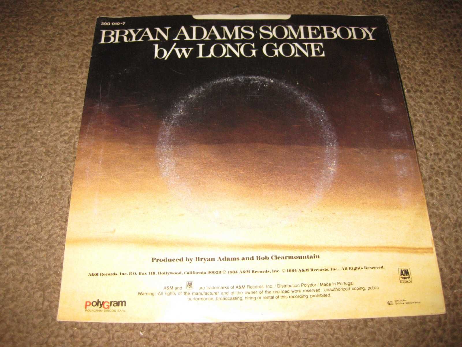 Vinil Single 45 rpm do Bryan Adams "Somebody"