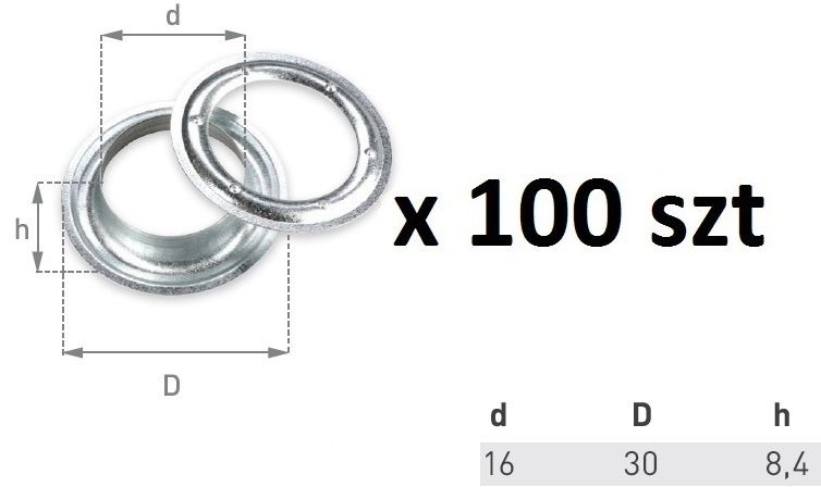 Oczko do plandeki oczka plandeki fi 16 - 100 szt