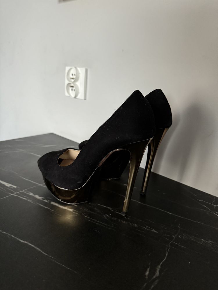 Szpilki sylwester Zara sylwestrowe 36 czólenka peep toe