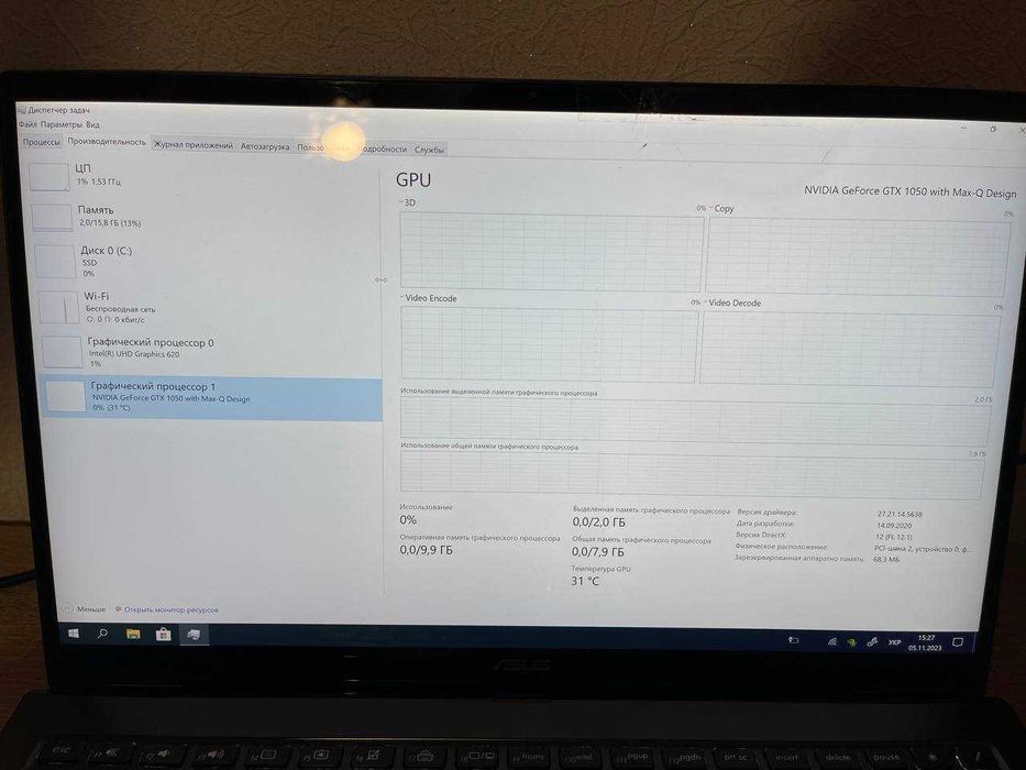 Ноутбук asus zenbook flip 15 Asus Q536FD-BI7T15 NVIDIA GTX1050 ігровий