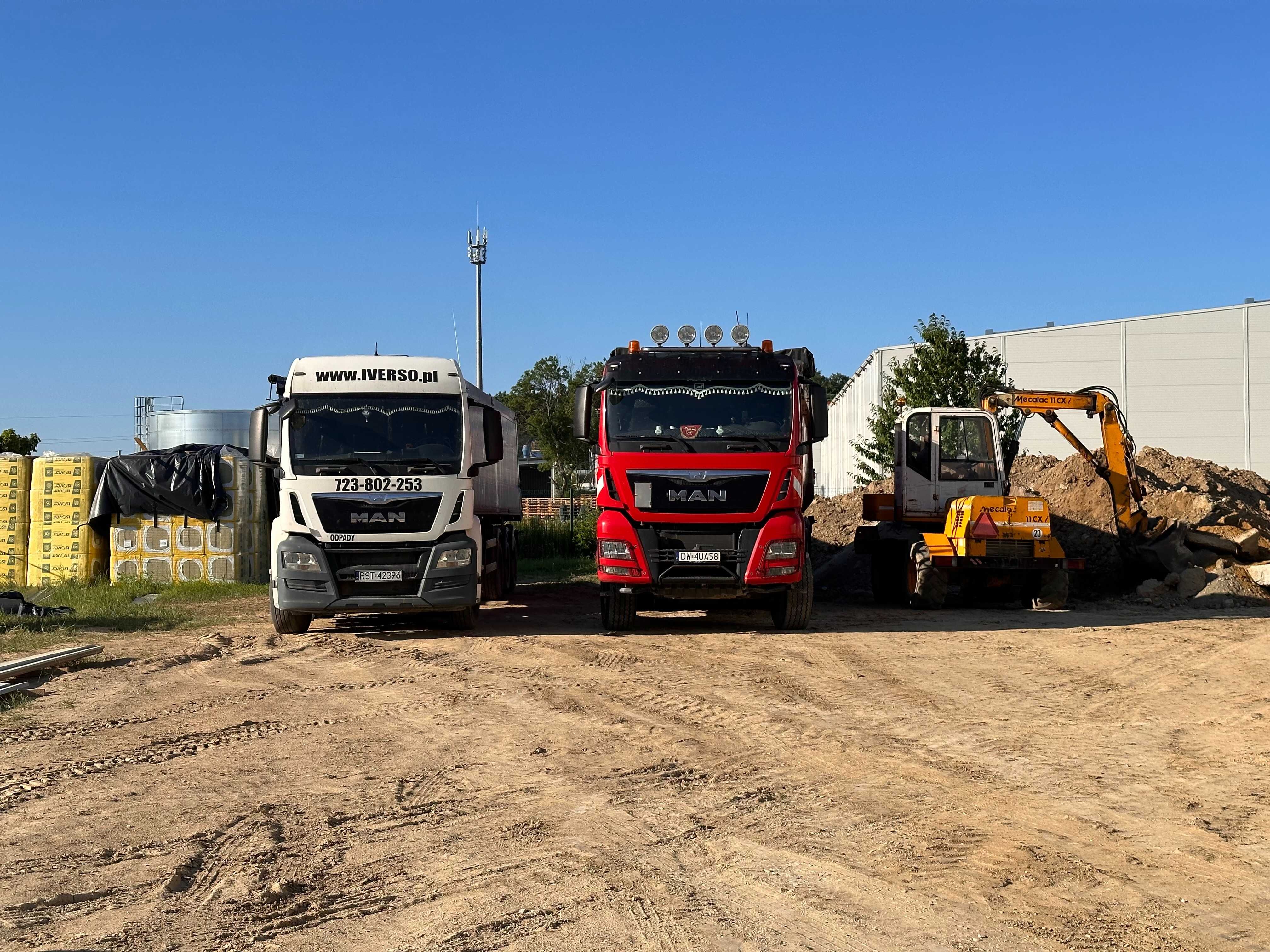 Transport ziemi, kruszyw, piasku 1/12 ton, 20/26 ton, Wywozy