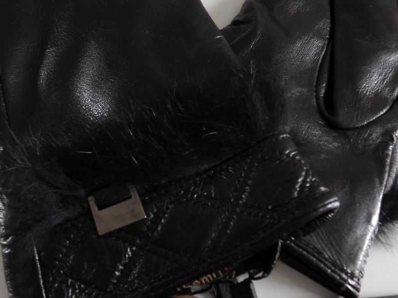 Rękawiczki skórzane damskie - antybakteryjne - czarne Rozmiar M