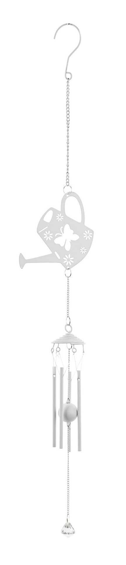 Dekoracja wisząca biała metalowa ozdobna Konewka 72 cm dzwonek