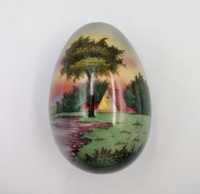 Porcelanowe puzdro jajo jajko malowane ręcznie krajobraz antyk weduta