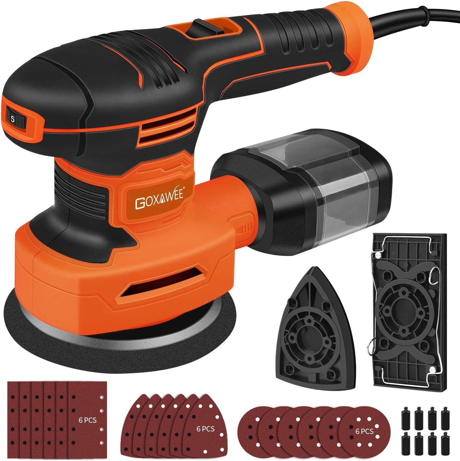 Szlifierka oscylacyjna GOXAWEE 3w1 450W 125 mm 6 prędkości i 3 głowice