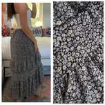 Długa spódnica midi maxi XL-4XL w kwiaty kwiatuszki z falbankami