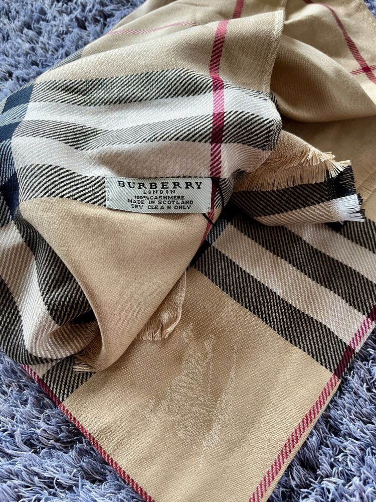 Kaszmirowa chusta Burberry 180x70 cm w kratę