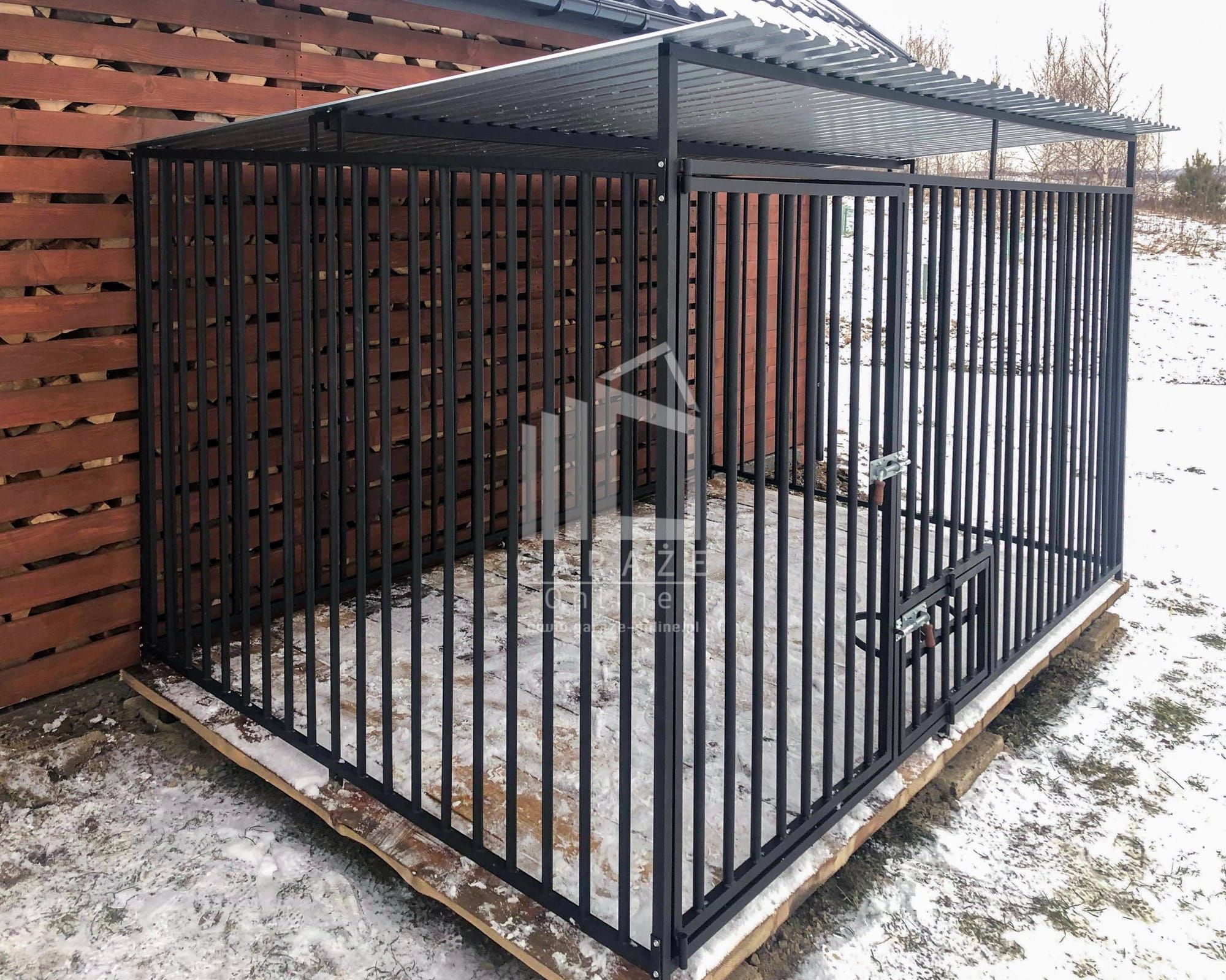 Kojec Dla Psów 3X2,5M Drewniana Podłoga - Uchwyt Na Miski Id599
