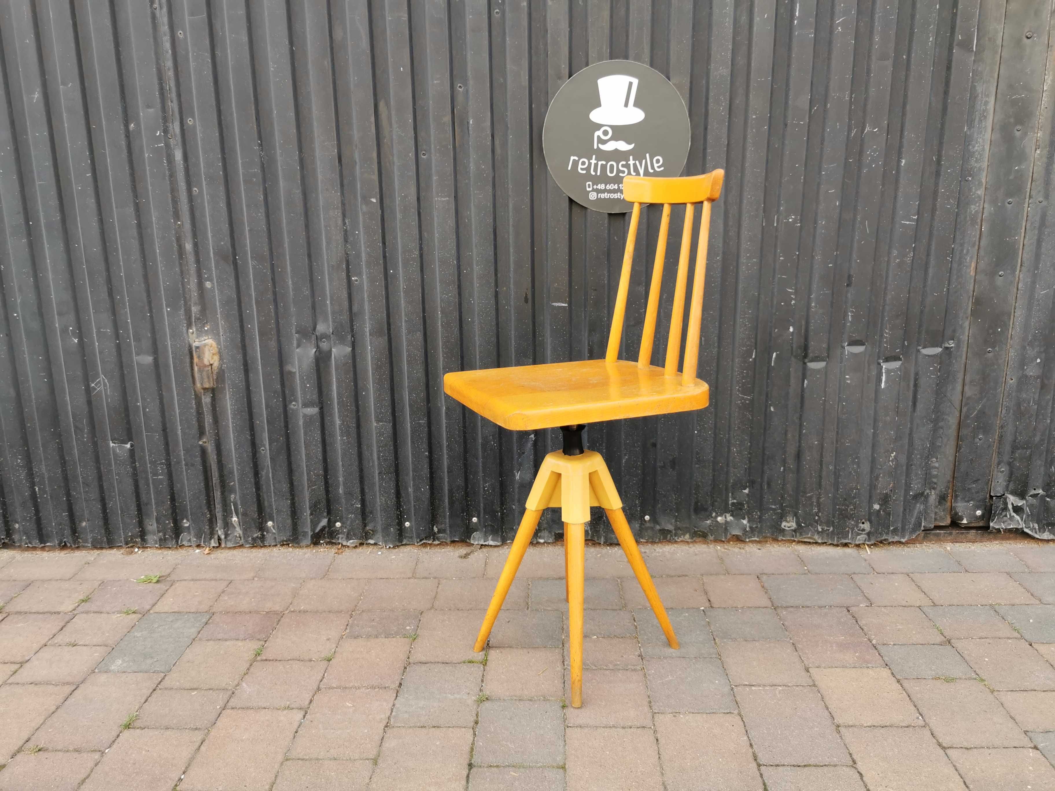 Designerskie krzesło obrotowe, regulowane, Czechosłowacja '60, PRL