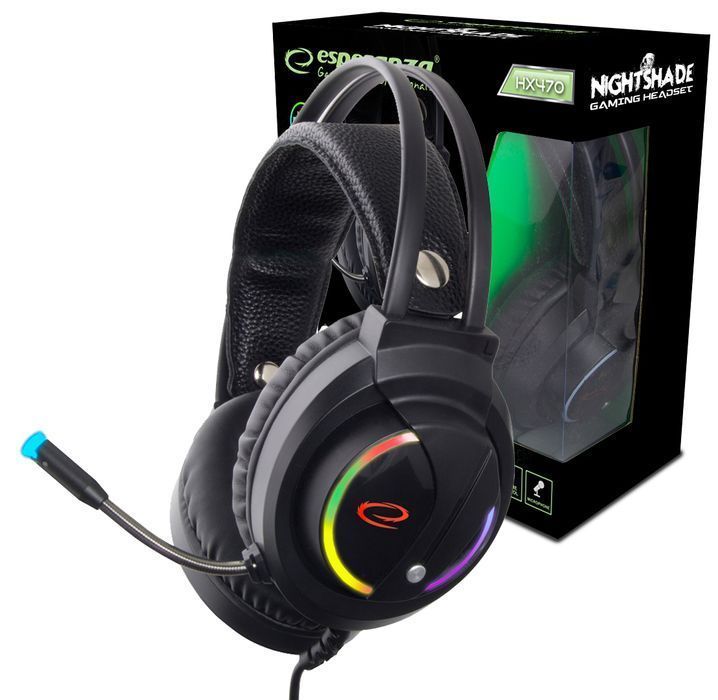 Słuchawki gamingowe podświetlane z mikrofonem dla graczy NIGHTSHADE