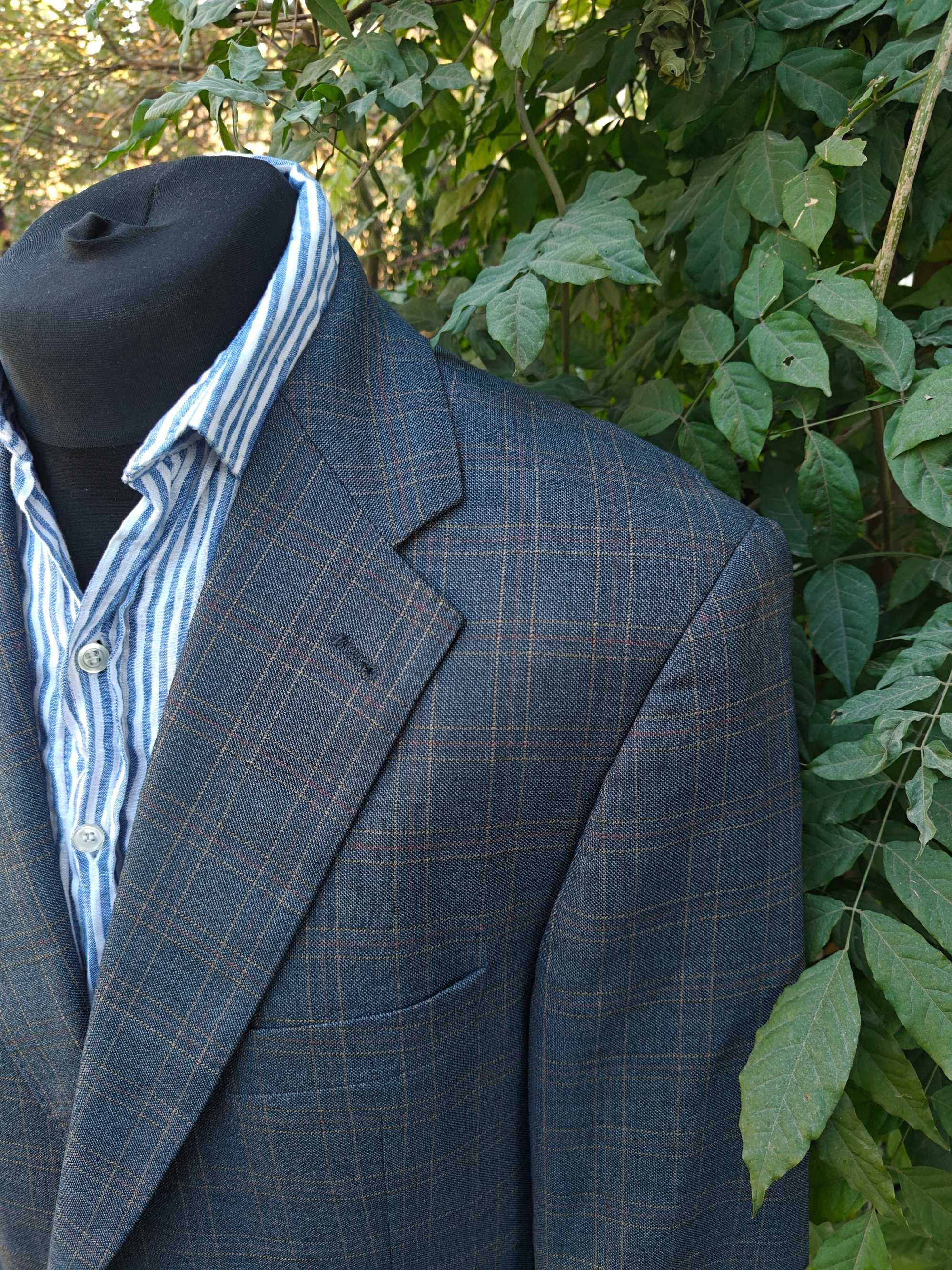 Burberry wełniana marynarka męska w kratkę 54 XL