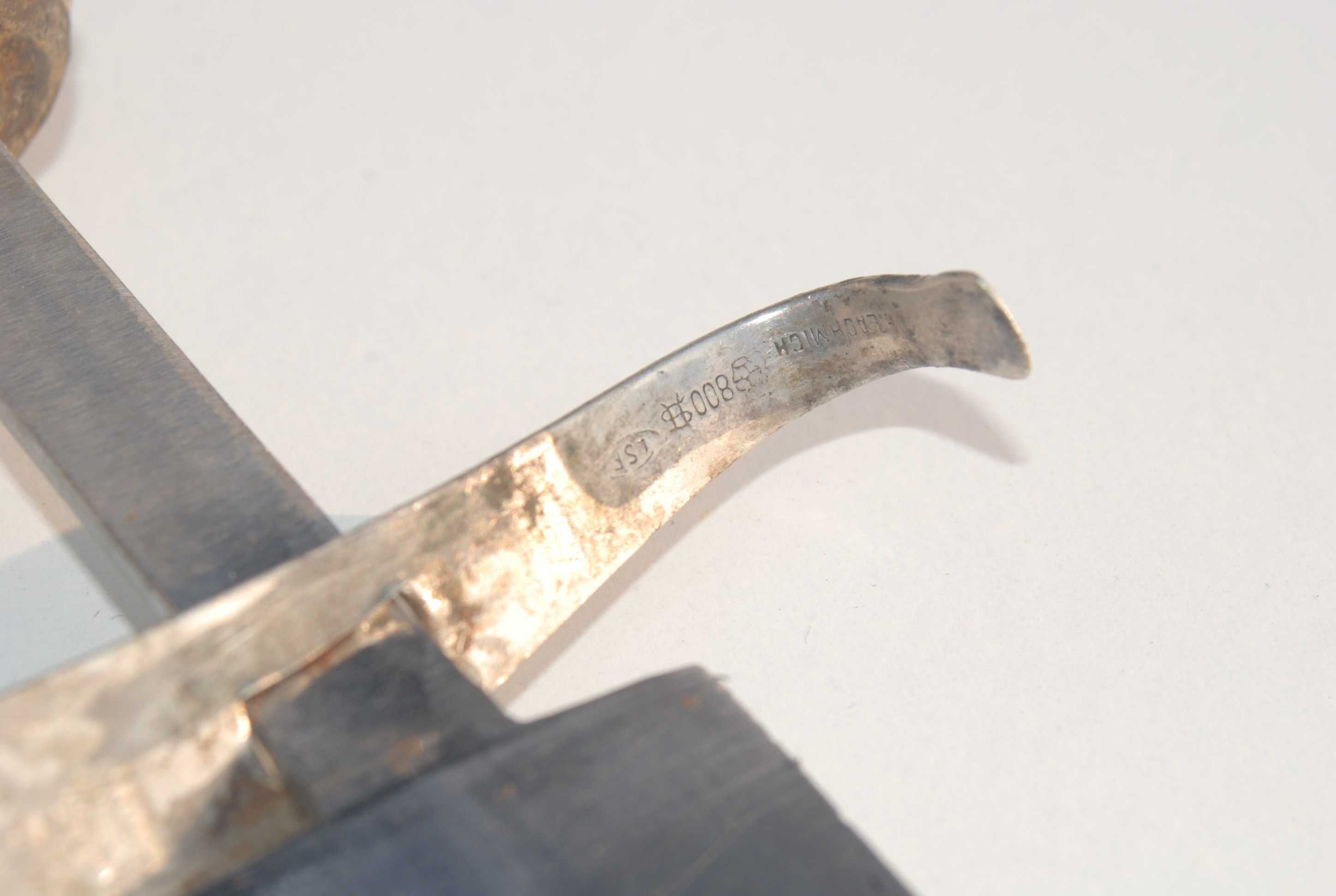 Stary kordzik sztylet nóż antyk sygnowany zabytek