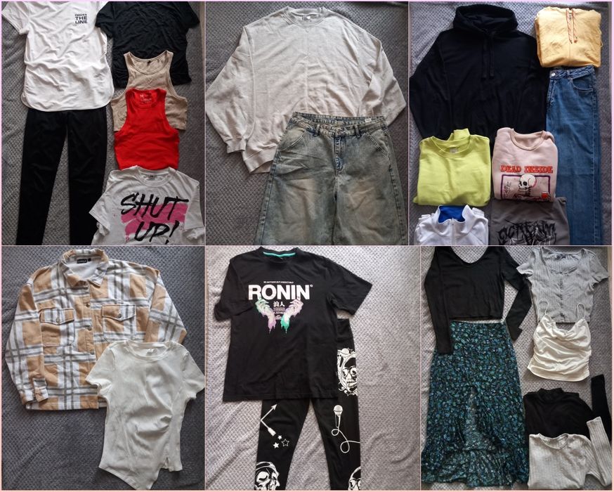 Paka rozm.M/L damskie młodzieżowe topy bluzy koszulki legginsy spodnie