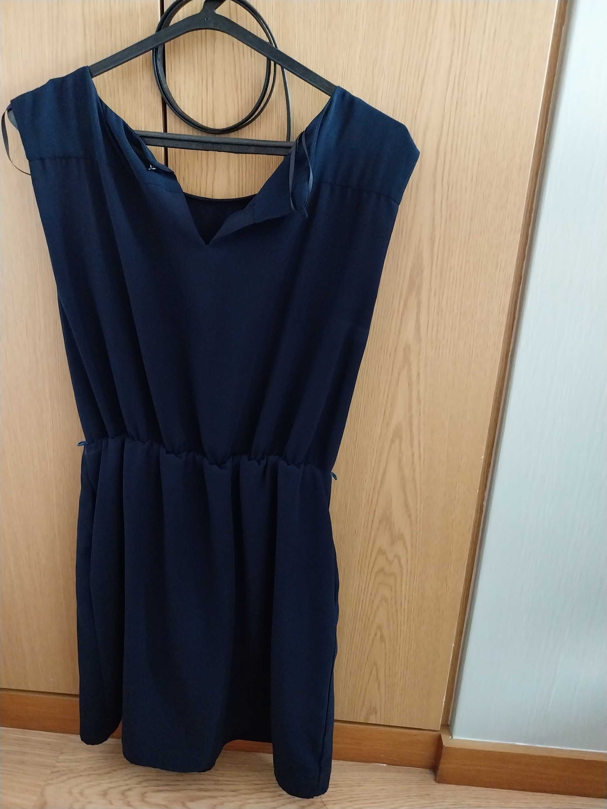 Vestido azul Mango com cinto