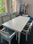 Zestaw mebli ogrodowych IKEA drewno 100x205, Z 7 KRZESEŁ BIALY
