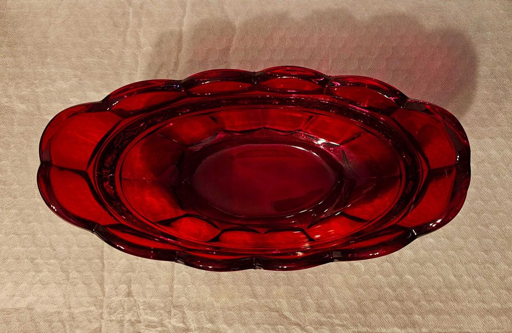 Żardiniera art deco czerwone szkło