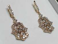 Złote Kolczyki z diamentami 3,4 CT 14 gram diamenty różowe